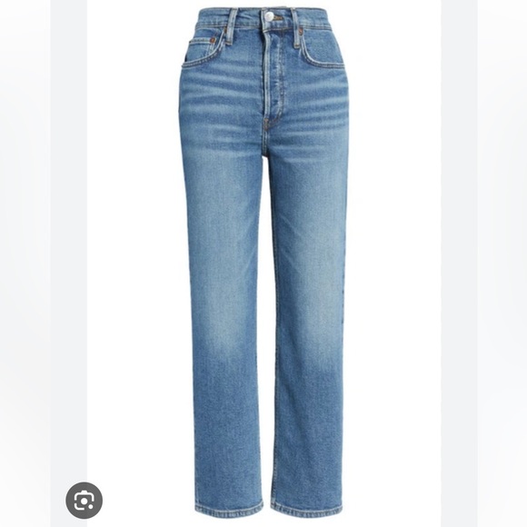 Redone Stovepipe High Waisted Jeans in Clean Dusk